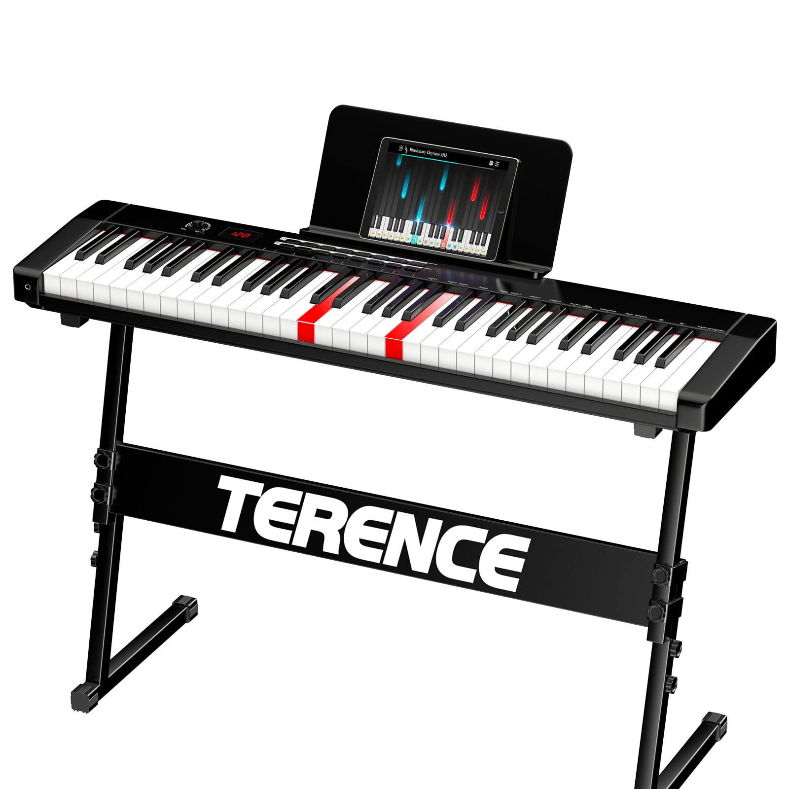 台座付き TERENCE TS-02 電子ピアノ 61鍵 TERENCE Piano Keyboard 61 Keys with Stand Digital Piano 1750mAh